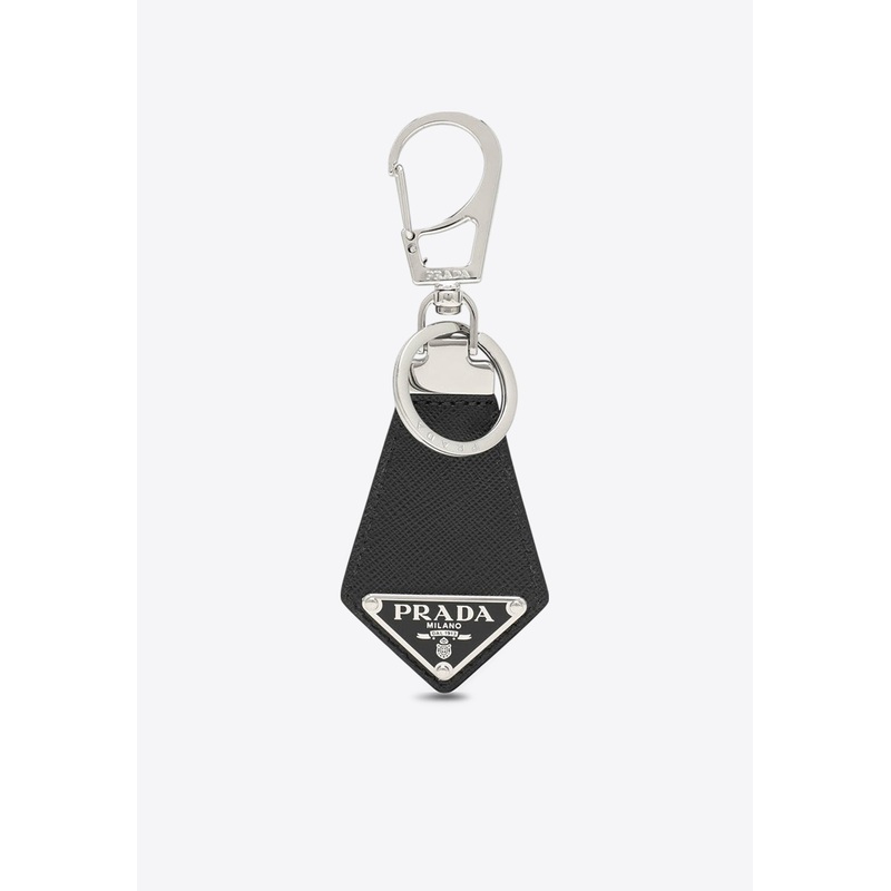 Saffiano Leather Logo Key-Ring Black Onesize