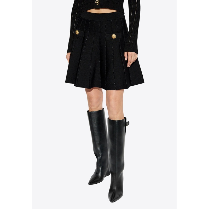 Sparkly Stripes Mini Flared Skirt Black wrtwfr_FR 36
