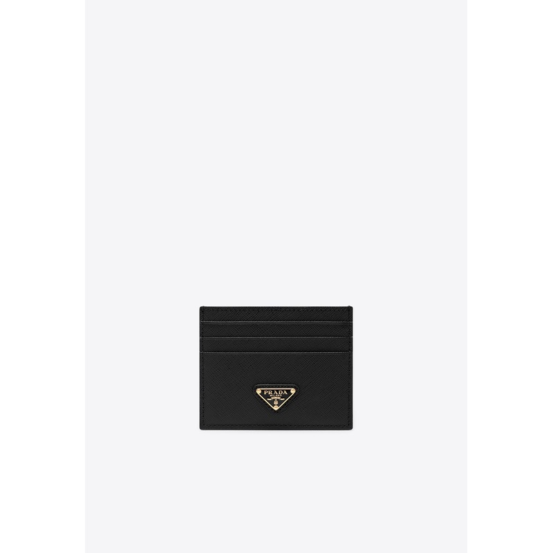 Triangle Logo Calf Leather Cardholder Black Onesize