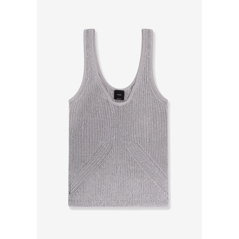 U-neck Ribbed Top Gray wrtwstd_XS