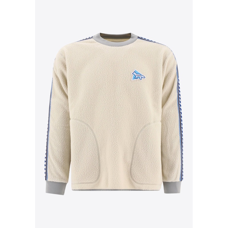 X Maison Kitsun Logo Fleece Sweater Light Beige mrtwstd_2