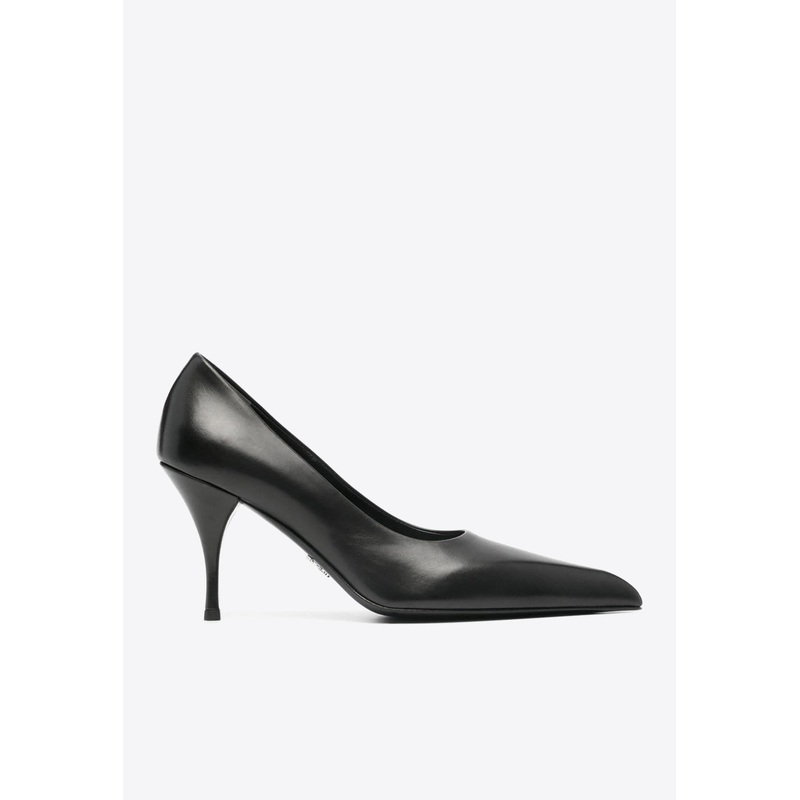 85 Pointed-Toe Calf Leather Pumps Black wshoeseu_EU 36