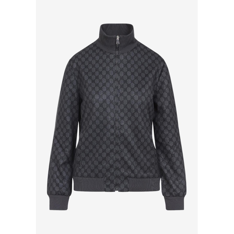 All-Over Logo Zip-Up Sweatshirt Gray wrtwstd_XS