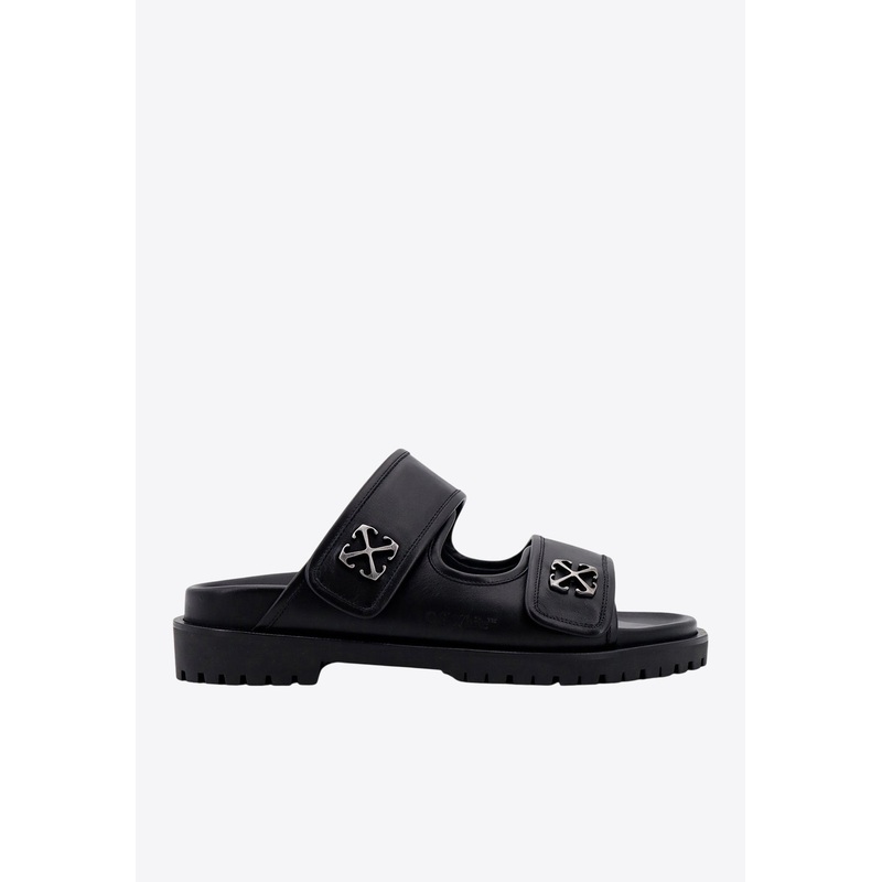 Arrow-Buckles Leather Sandals Black mshoeseu_EU 39