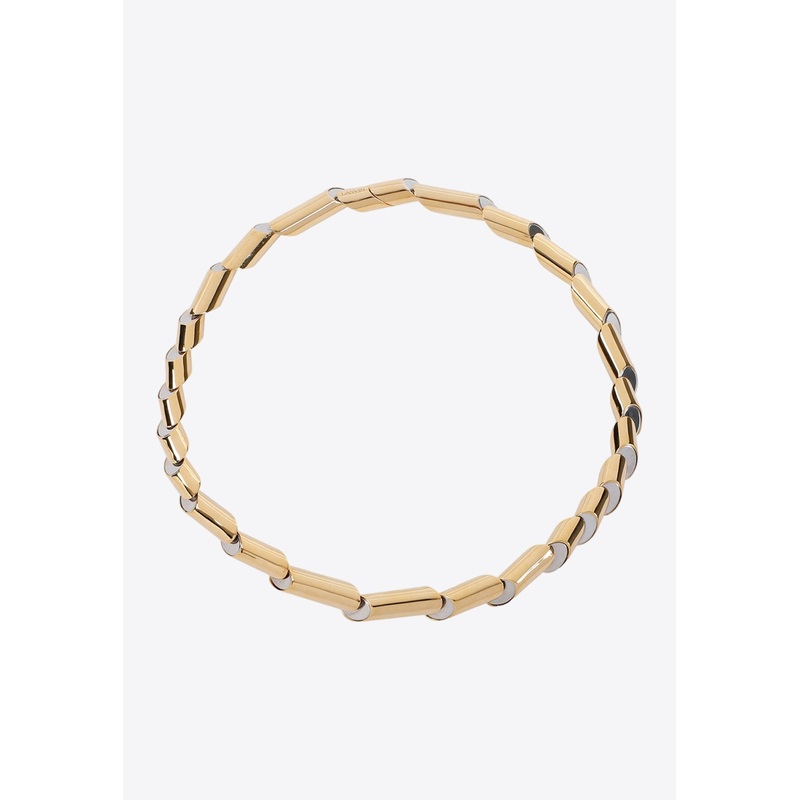 Cylindrical Sequence Chain Necklace Metallic S