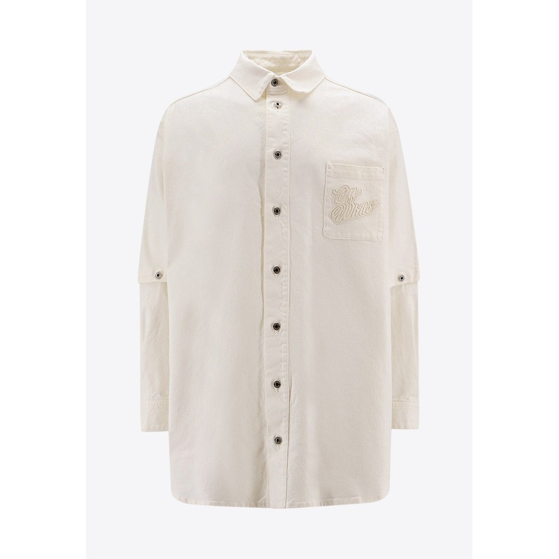 Embroidered Logo Shirt White mrtwstd_XS