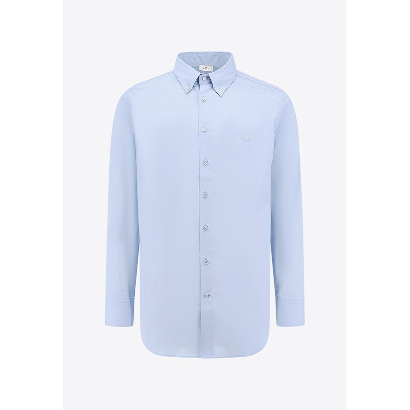 Pegaso Embroidered Button-Up Shirt Light Blue mrtwshirtseu_EU 38