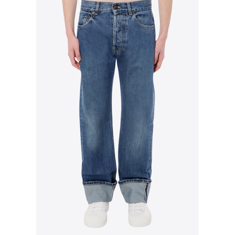 Straight-Leg Turn-up Jeans Blue mrtwit_IT 48