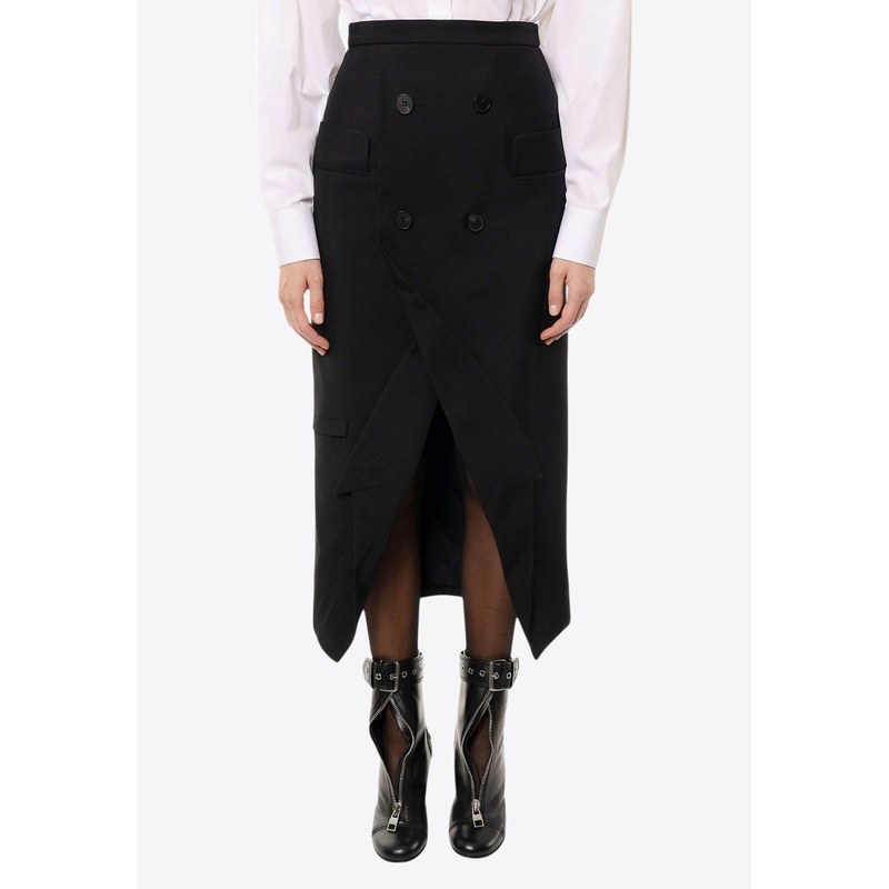 Upside-down Slashed Wool Midi Skirt Black wrtwit_IT 42