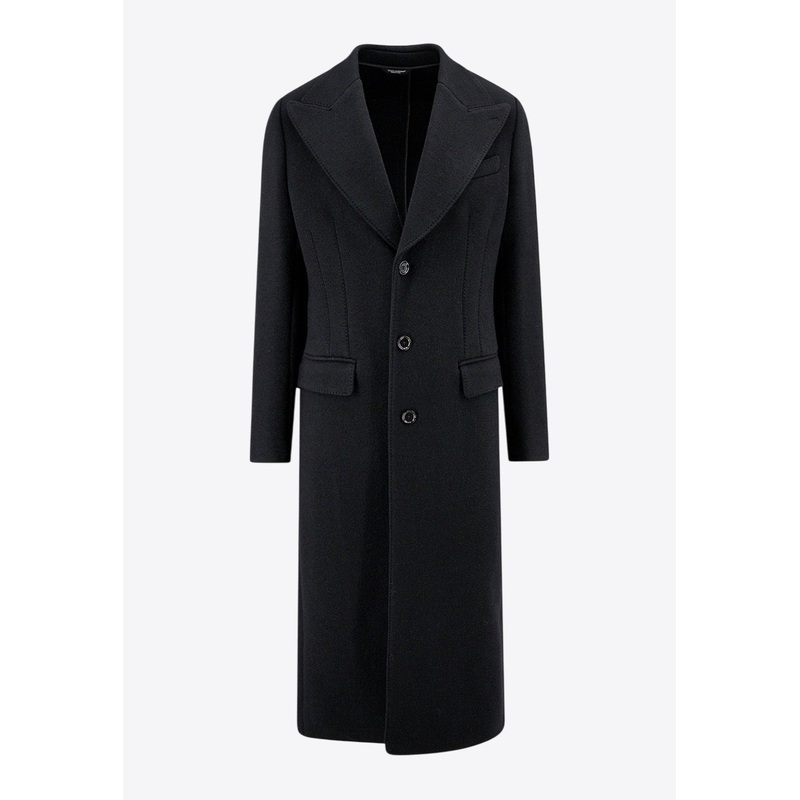 Wool-Blend Single-Breasted Coat Black mrtwit_IT 48