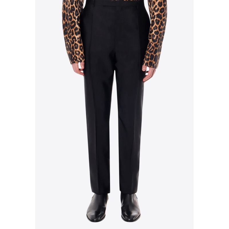 Wool-Blend Tailored Pants with Pressed-Crease Black mrtwit_IT 50