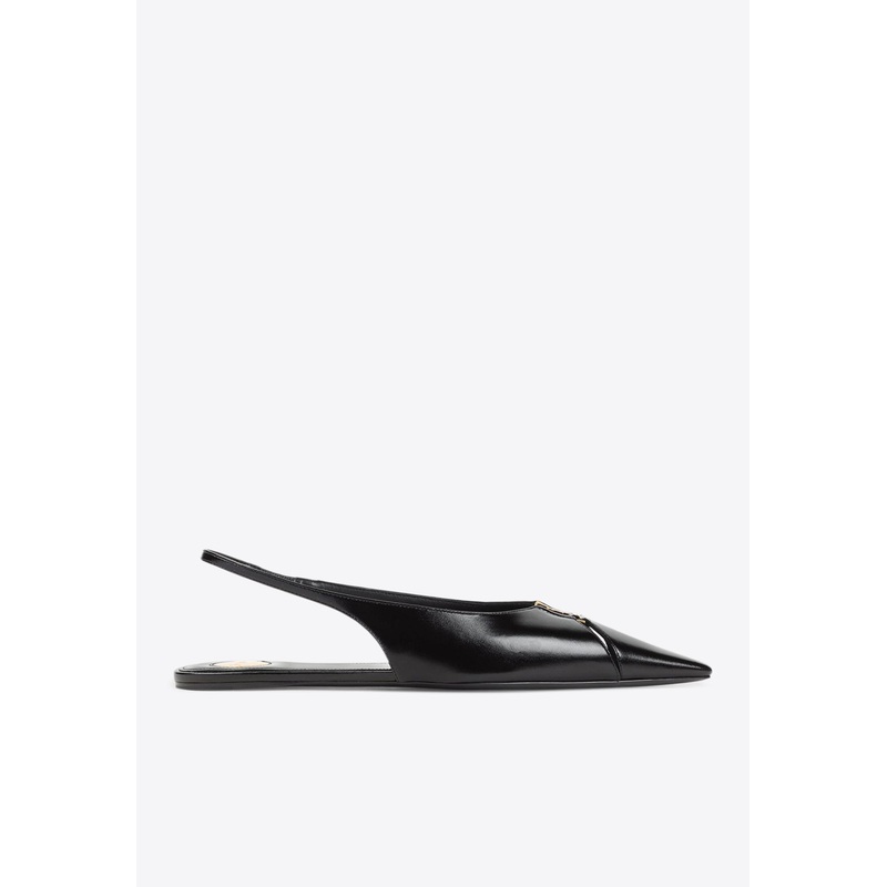 Babylone Calf Leather Slingback Flats Black wshoeseu_EU 36