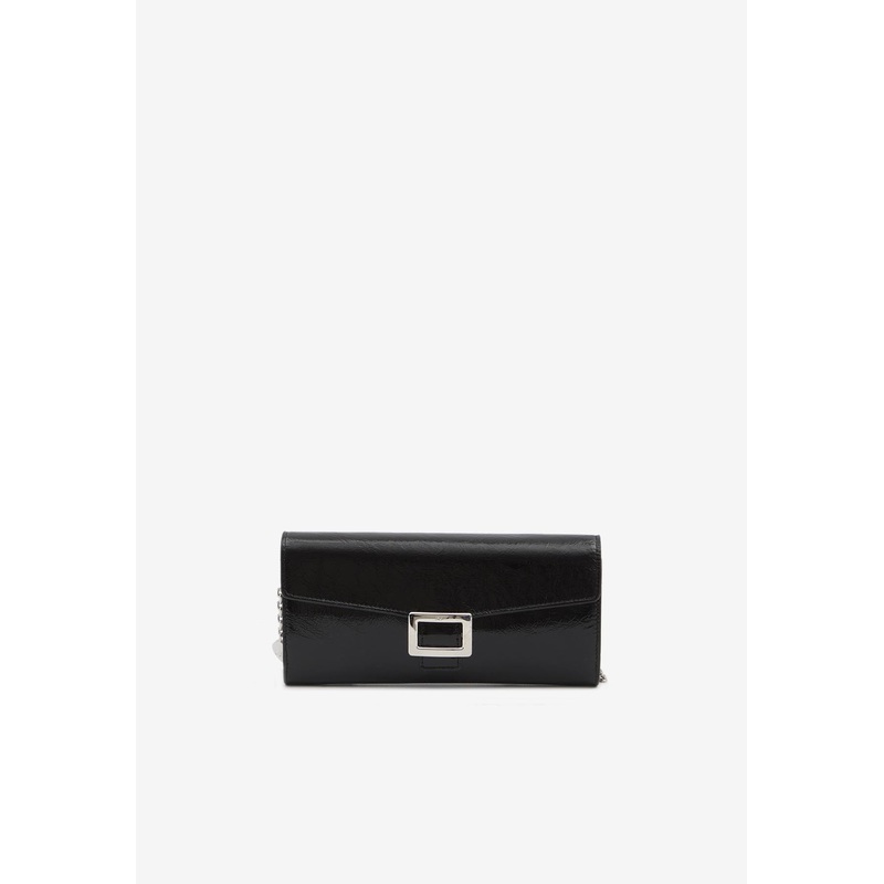 Belle Vivier Patent Leather Chain Clutch Black Onesize