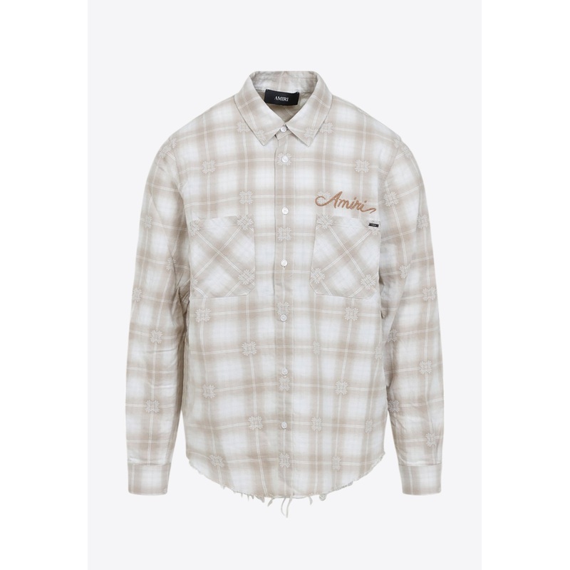 Checked Bandana-Patch Shirt Beige mrtwstd_M