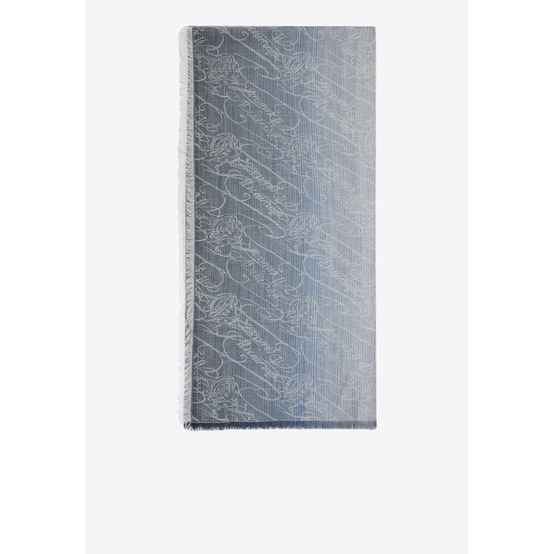 Dgrad Scritto Wool and Silk Scarf Blue Onesize
