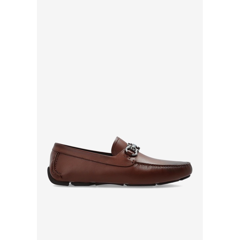 Parigi Double Gancini Leather Loafers Brown mshoesus_US 7