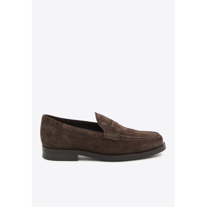 Suede Leather Penny Loafers Brown mshoesuk_UK 6