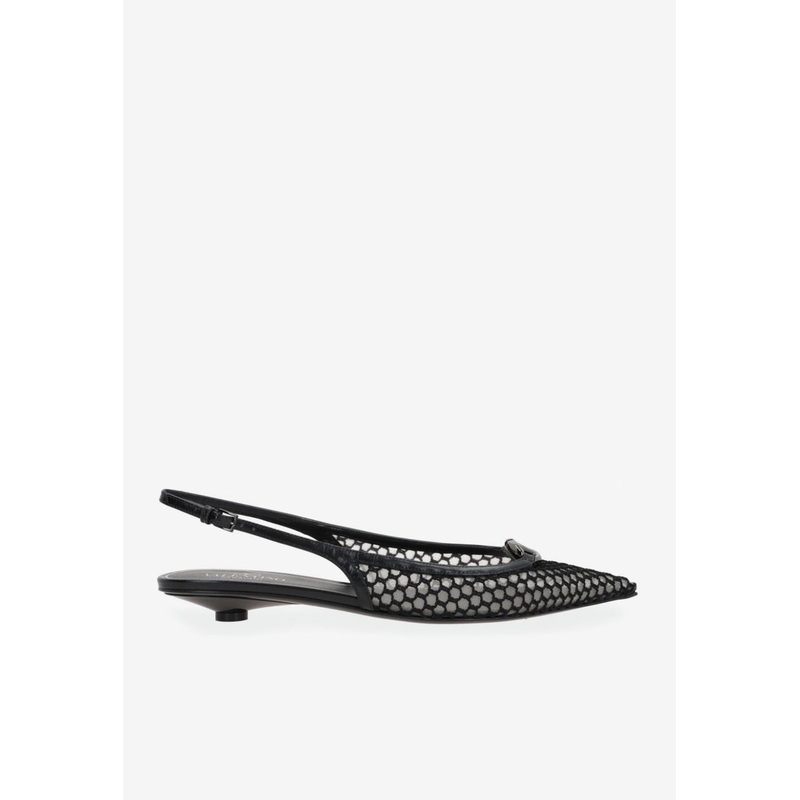 VLogo Moon Mesh Slingback Flats Black wshoeseu_EU 36