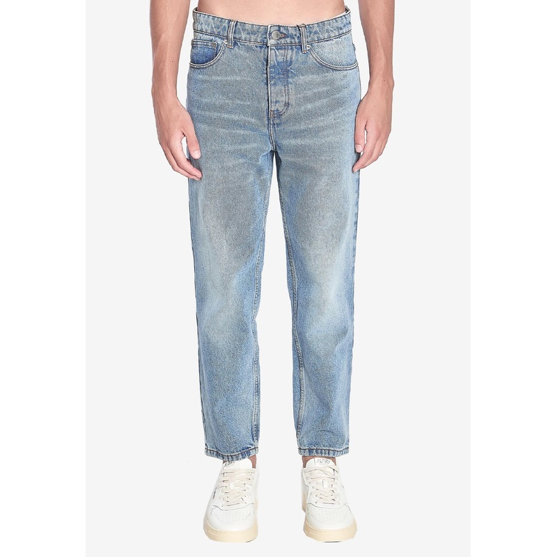 Washed Tapered-Leg Jeans Blue mrtwbottoms_30