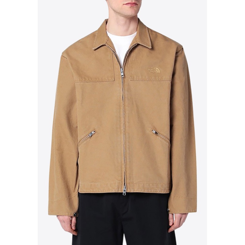 Zip-Up Canvas Jacket Brown mrtwstd_S