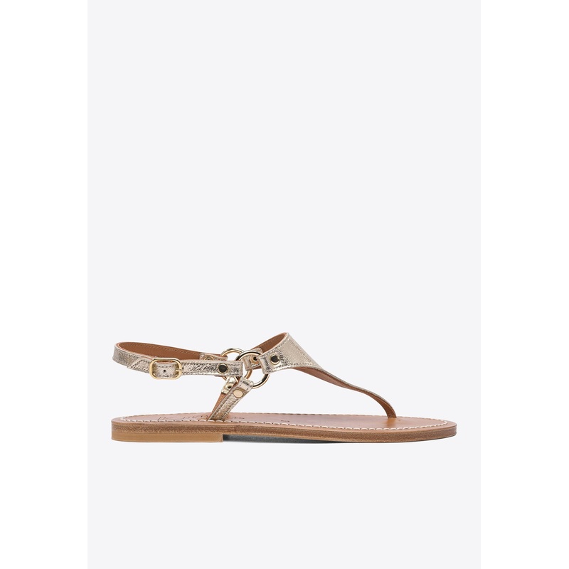 Ankle-Strap Leather Sandals Gold wshoeseu_EU 36