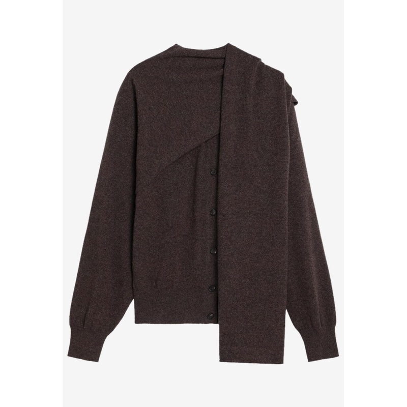 Button-Up Cashmere Cardigan Brown wrtwstd_S