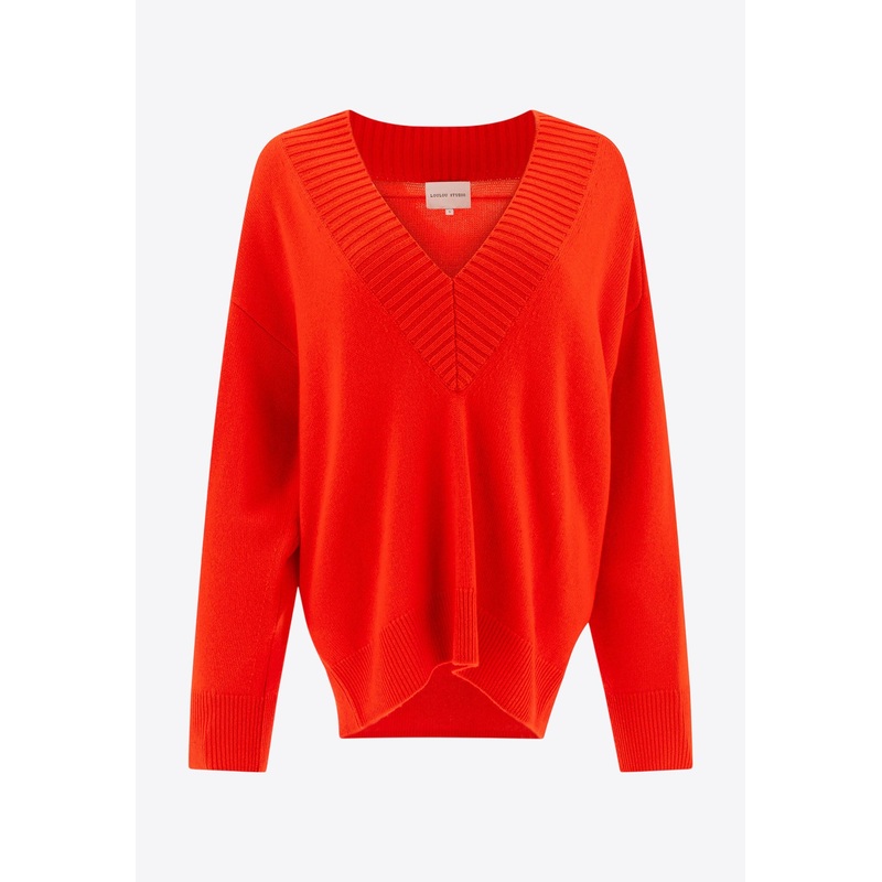 Sage V-neck Cashmere Sweater Red wrtwstd_XS