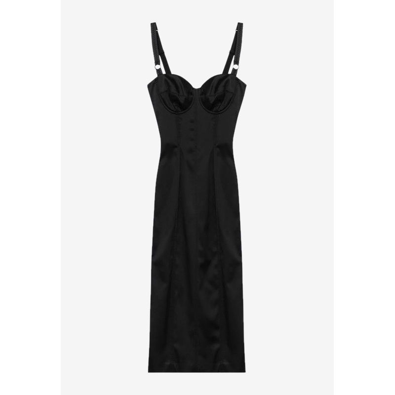 Satin Midi Bustier Dress Black wrtwit_IT 40