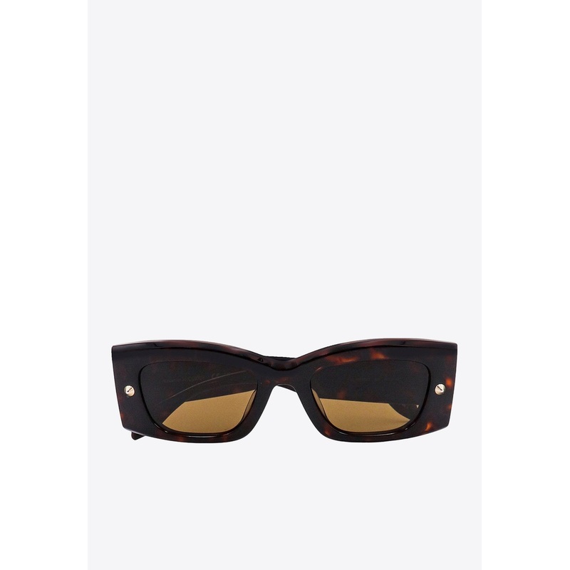Spike Studs Rectangular Sunglasses Brown Onesize