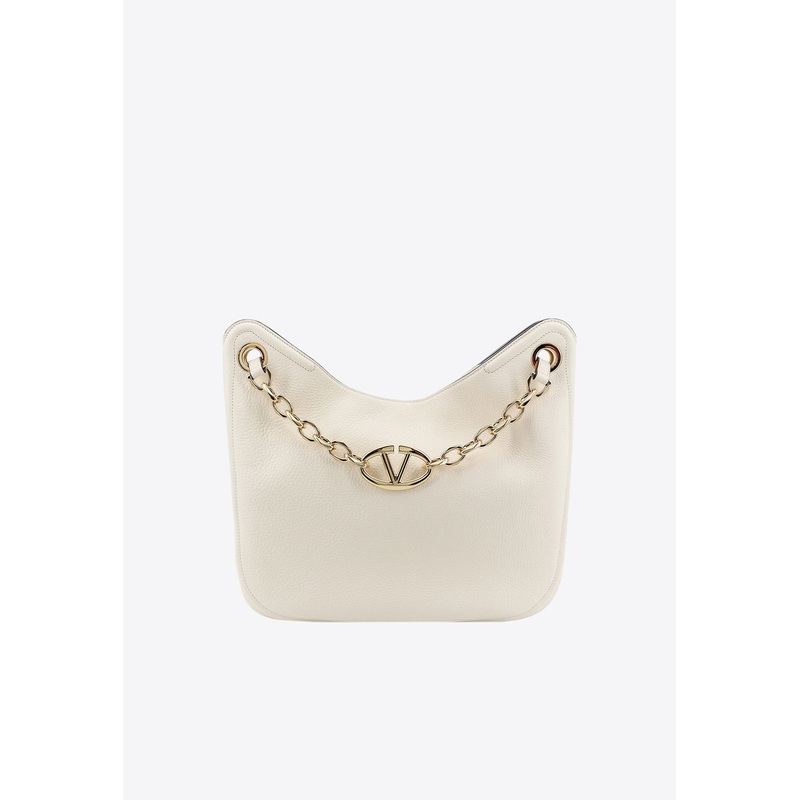 VLogo Moon Leather Tote Bag Ivory Onesize
