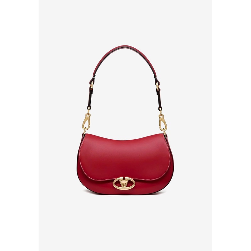 VLogo Signature Leather Shoulder Bag Red Onesize