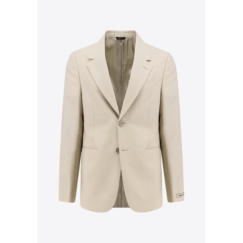 Wool Single-Breasted Blazer Beige mrtwit_IT 46