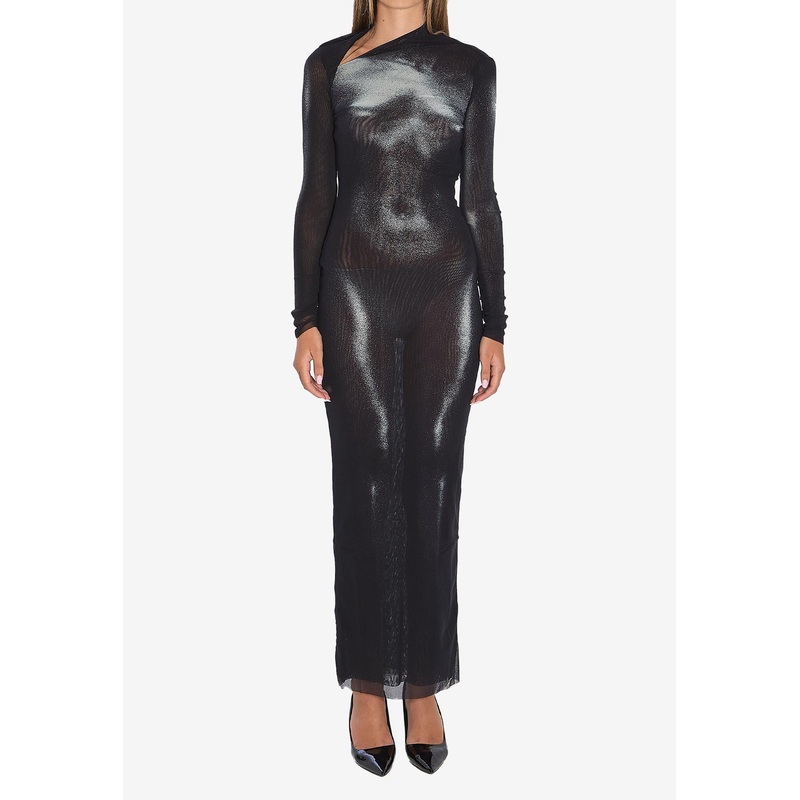 Body Dust Semi-Sheer Maxi Dress Black wrtwstd_XS