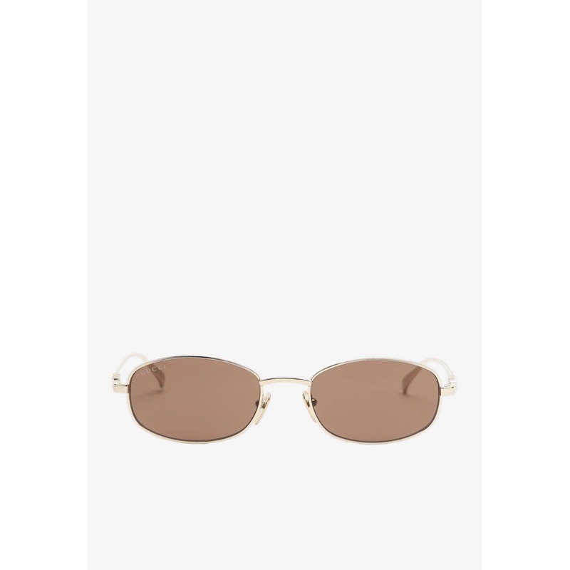 Cut-Out Logo Oval Sunglasses Brown Onesize