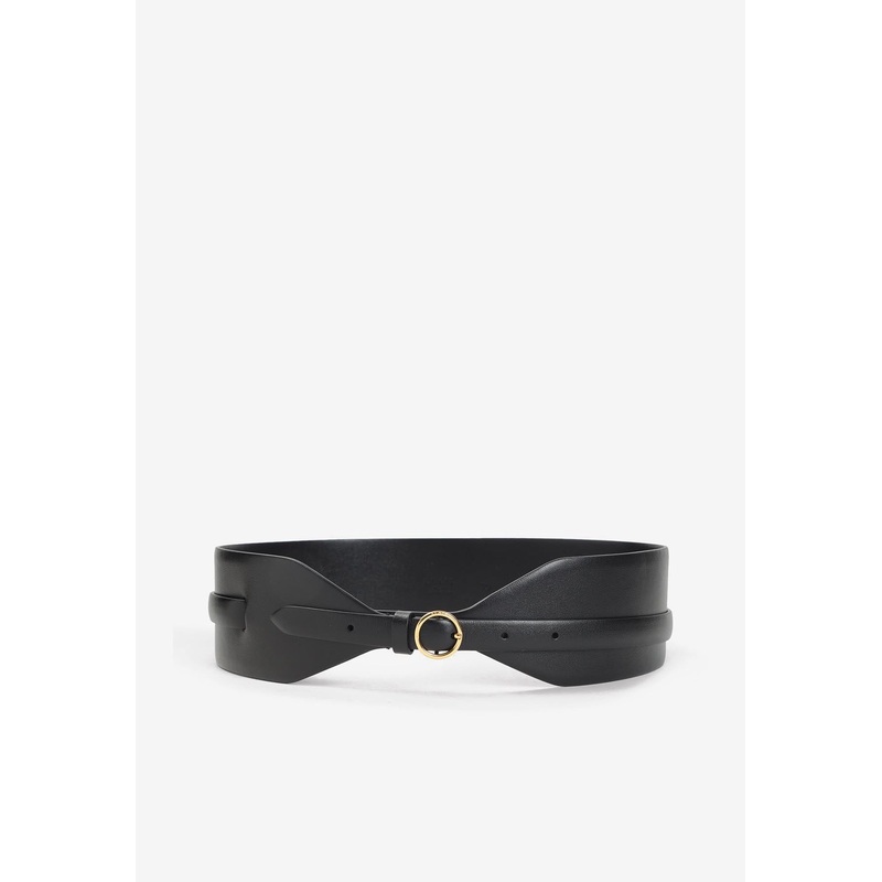 Double Wide Leather Belt Black 70
