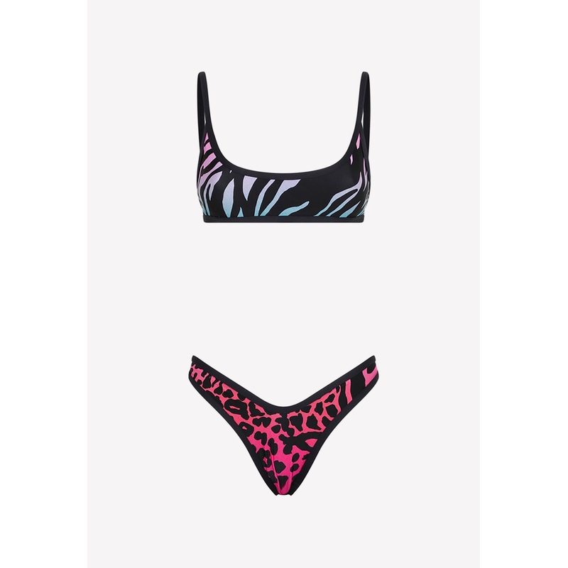 Gradient Animal Print Bikini Multicolor wrtwstd_XS