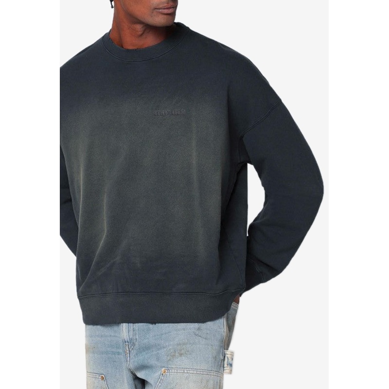 Logo Embroidered Washed Sweatshirt Black mrtwstd_M