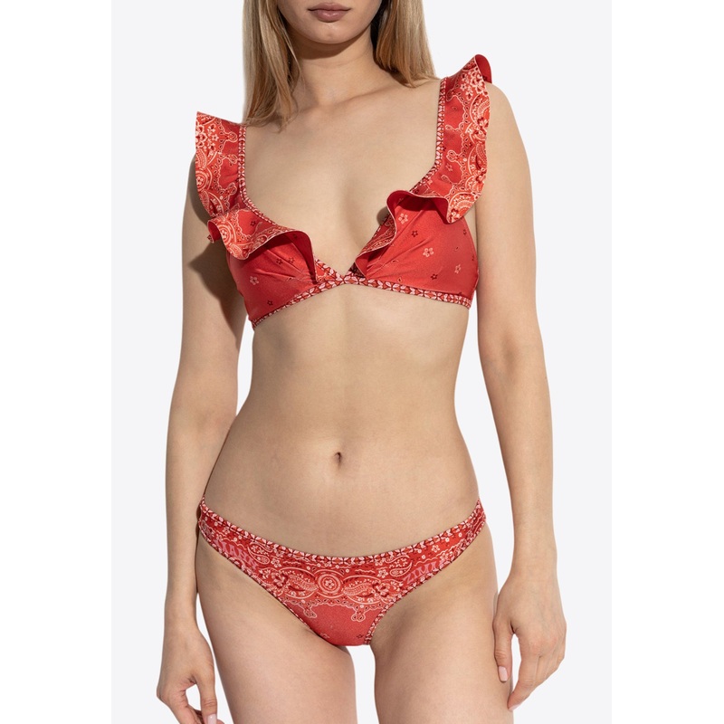 Paisley Bandana Print Ruffled Bikini Red wrtwzimmermann_0