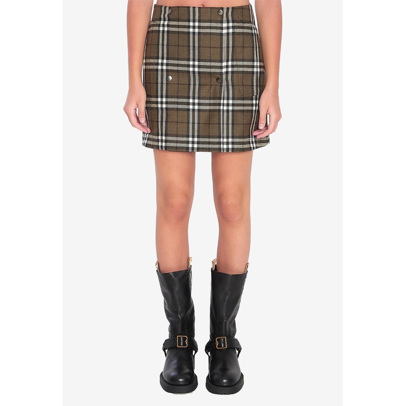Shrub Check-Pattern Mini Skirt Green wrtwuk_UK 6