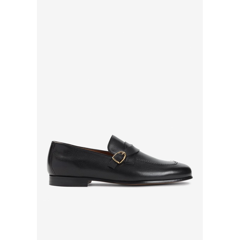 Strapped Leather Loafers Black mshoeseu_EU 41