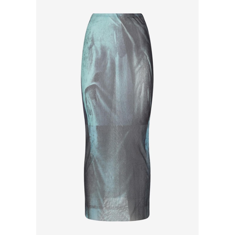 Water Mesh Printed Maxi Skirt Blue wrtwstd_XS