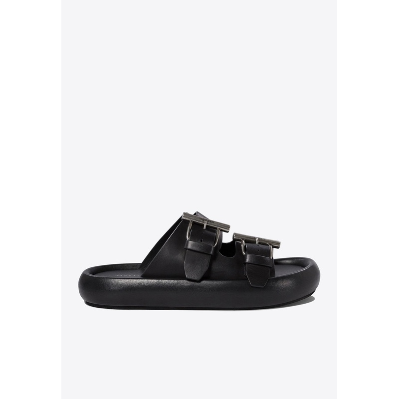 Double-Strap Sandals in Leather Black mshoeseu_EU 40
