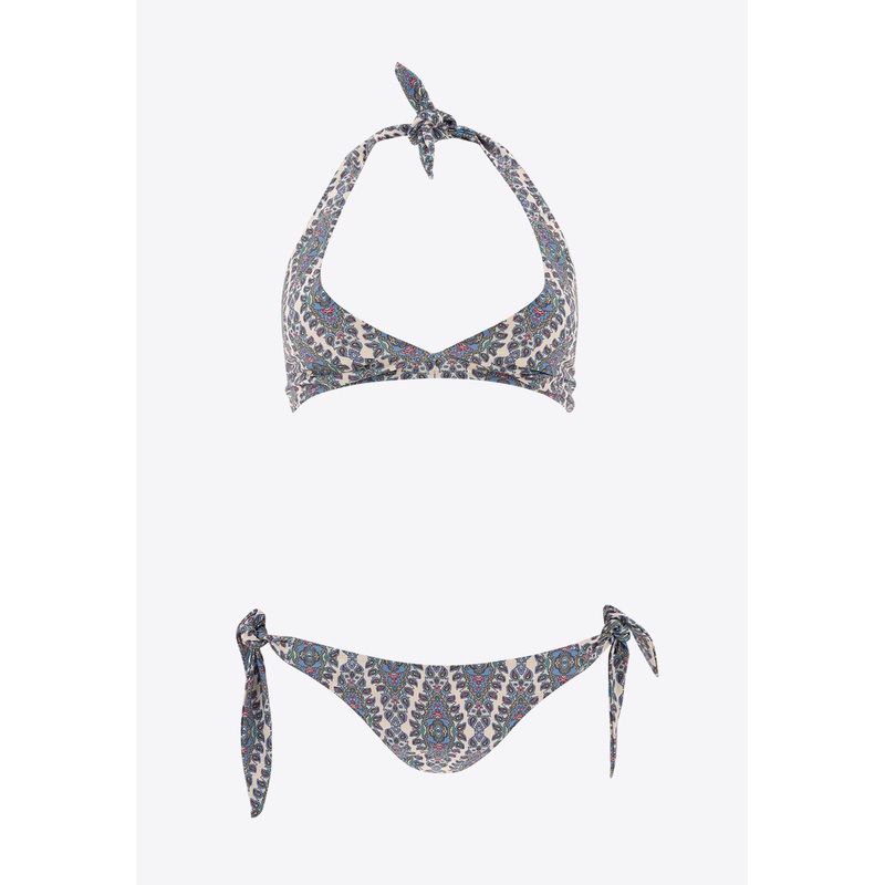 Floral-Pattern Two-Piece Bikini Blue wrtwstd_M