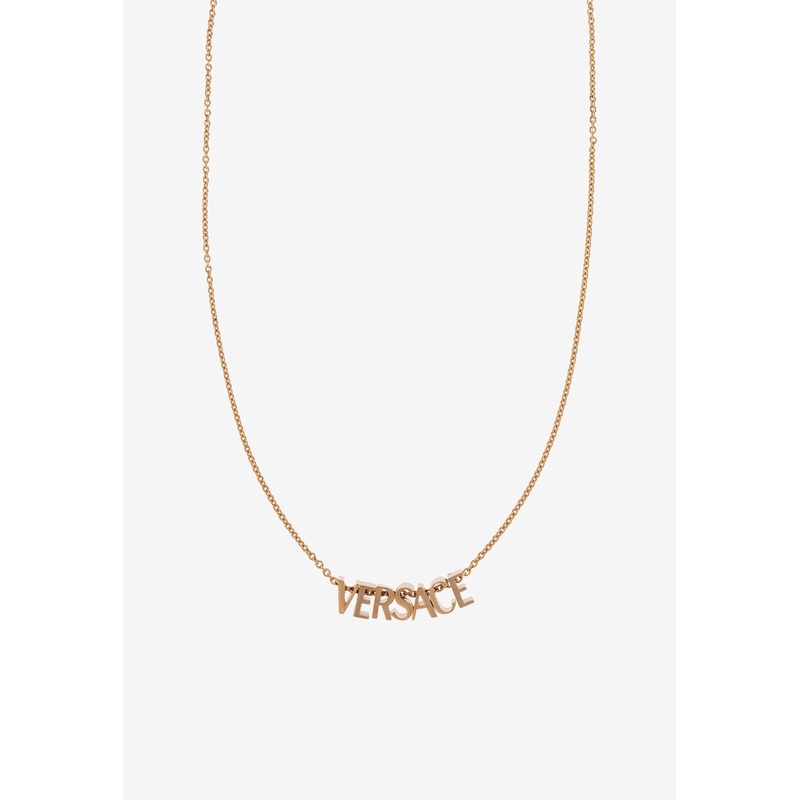 Logo Thin Chain Brass Necklace Gold Onesize