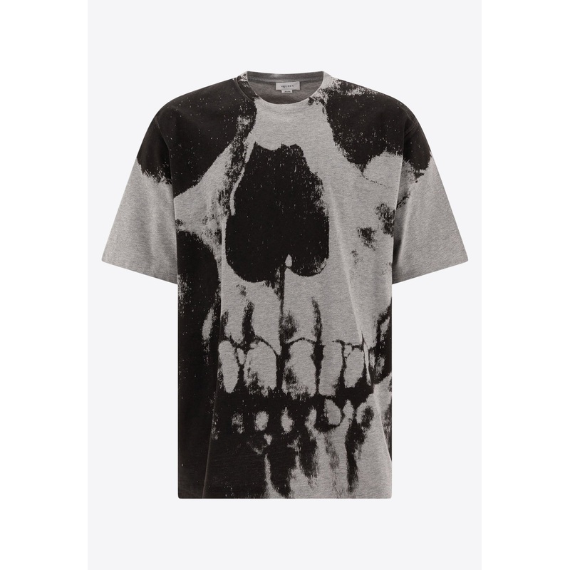 Skull-Print Crewneck T-shirt Gray mrtwstd_L