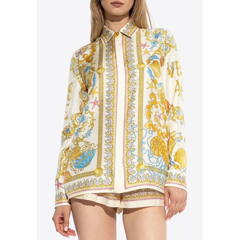 Underwater Barocco Print Silk Shirt Multicolor wrtwit_IT 36