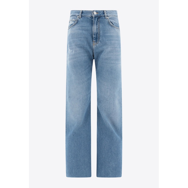 Washed Wide-Leg Jeans Blue wrtwbottoms_25
