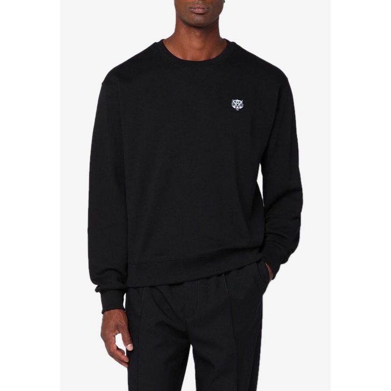 Happy Tiger Crewneck Sweatshirt Black mrtwstd_S