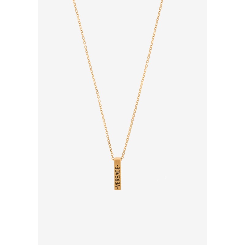Logo Engraved Pendant Necklace Gold Onesize