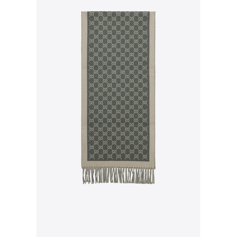 New Moon GG Jacquard Wool Scarf Beige Onesize